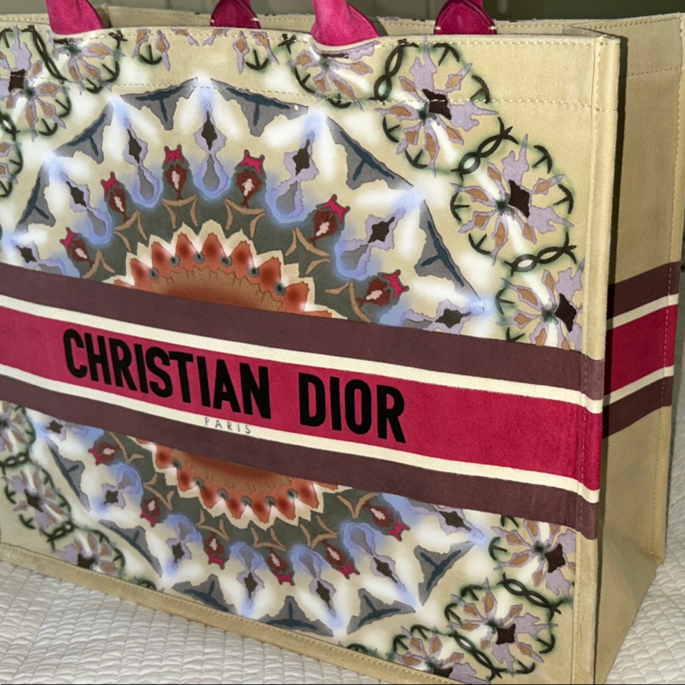 KaleiDiorscopic Beige and Pink Dior Large Book Tote - Picture 6 of 8